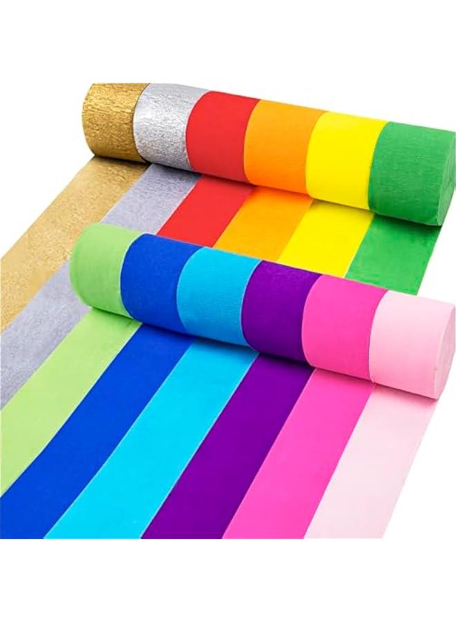 12 Rolls 300CM Crepe Paper Streamers in 12 Colors for Rainbow Party Decorations Wedding Ceremony Birthday Indoor Decoration - Image 1
